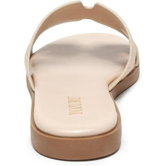 Womens Flat Leather Sandals Open Toe Slip On Summer Slides Casual Comfort - Picture 4 of 7